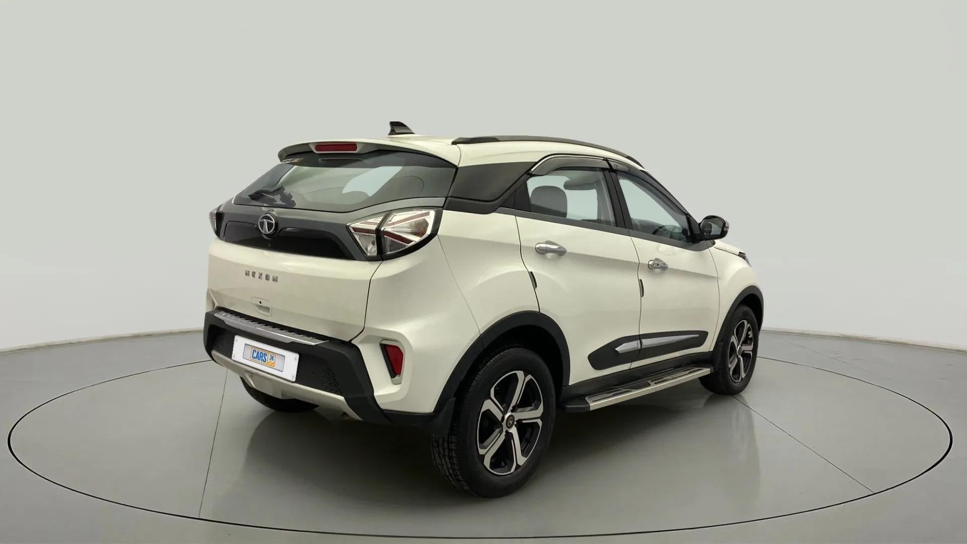 Rear three-quarter of a Tata Nexon 2017-2023
