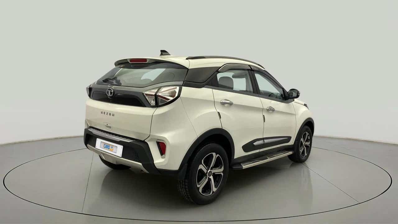 Rear three-quarter of a Tata Nexon 2017-2023