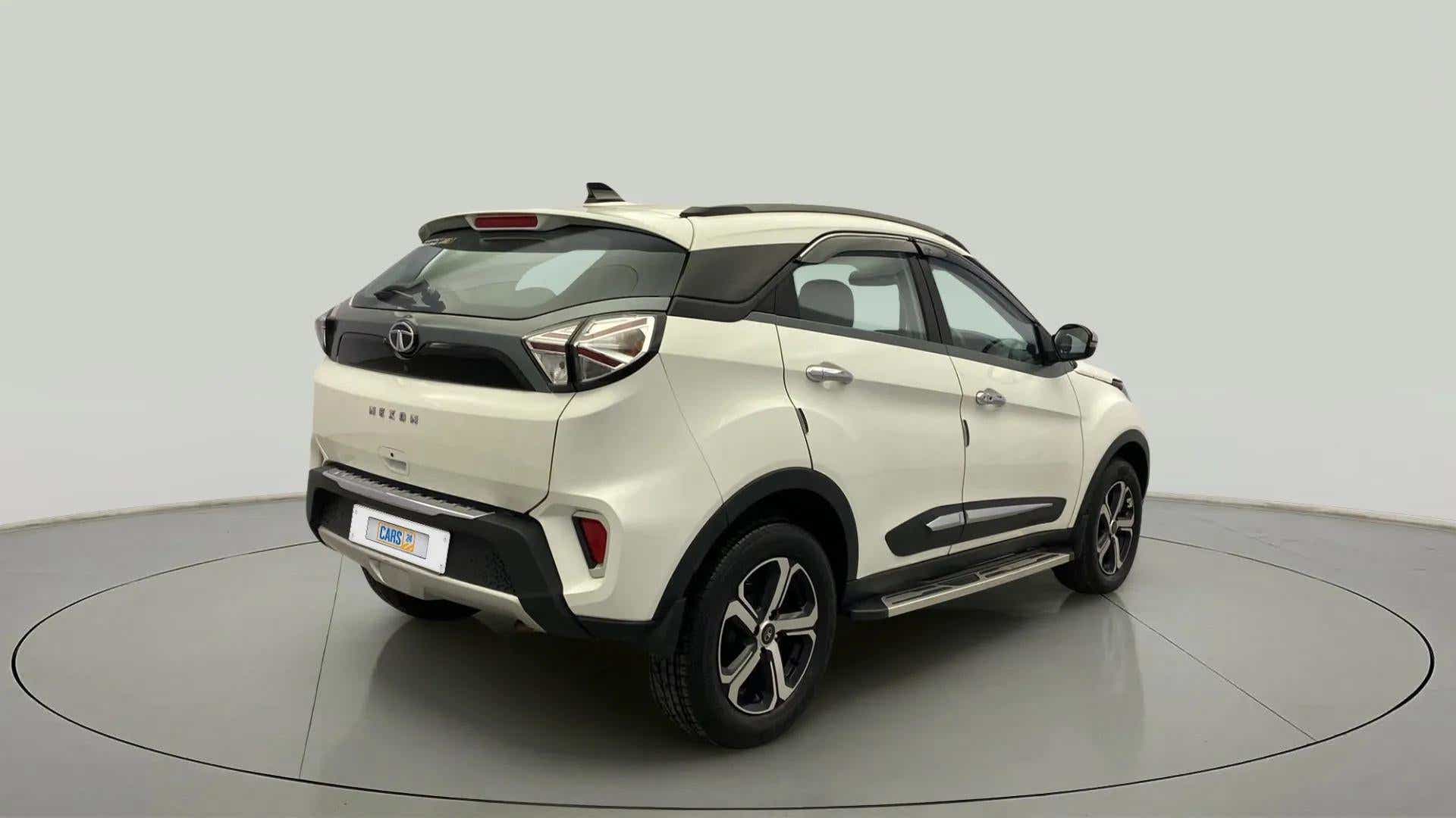 Rear three-quarter of a Tata Nexon 2017-2023