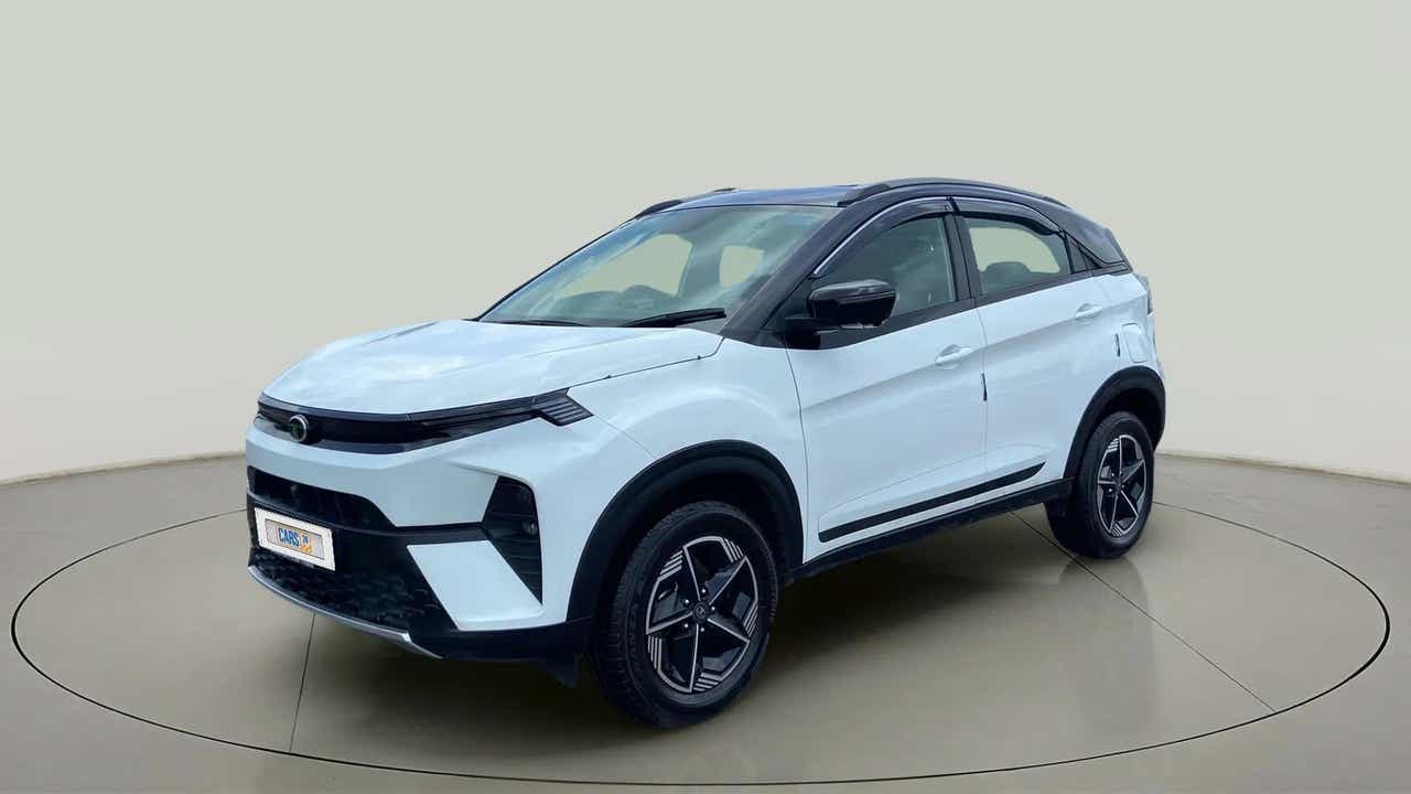 Front three-quarter view of a Tata Nexon