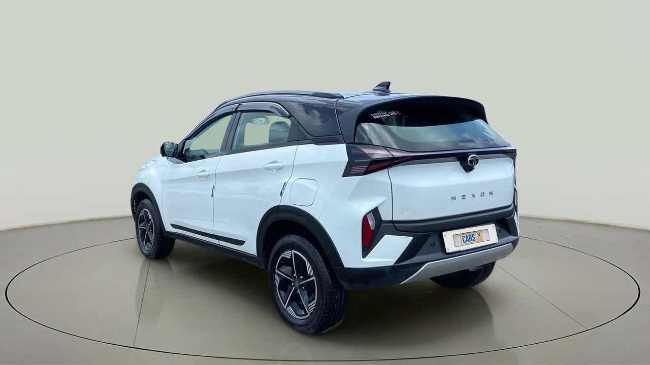 Rear three-quarter view of a Tata Nexon