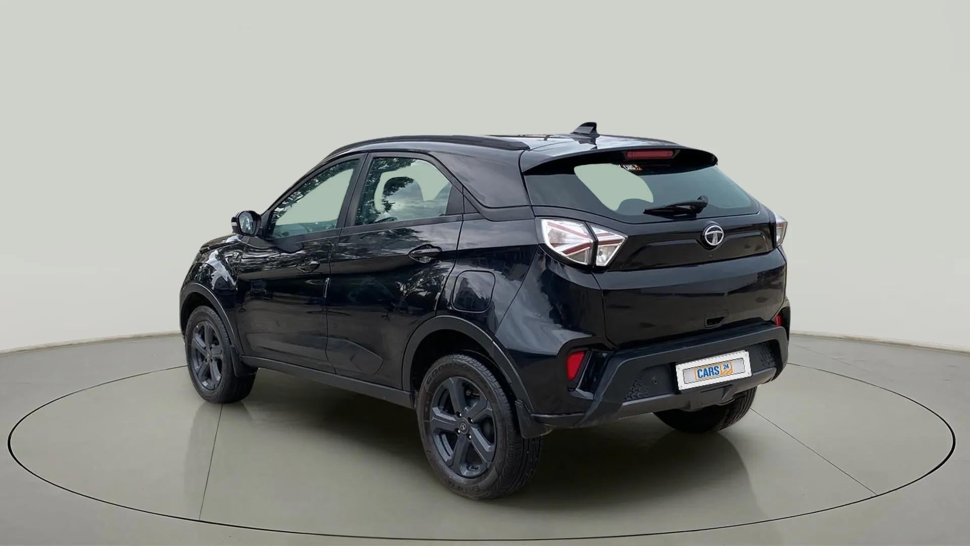 Rear three-quarter of a Tata Nexon 2017-2023