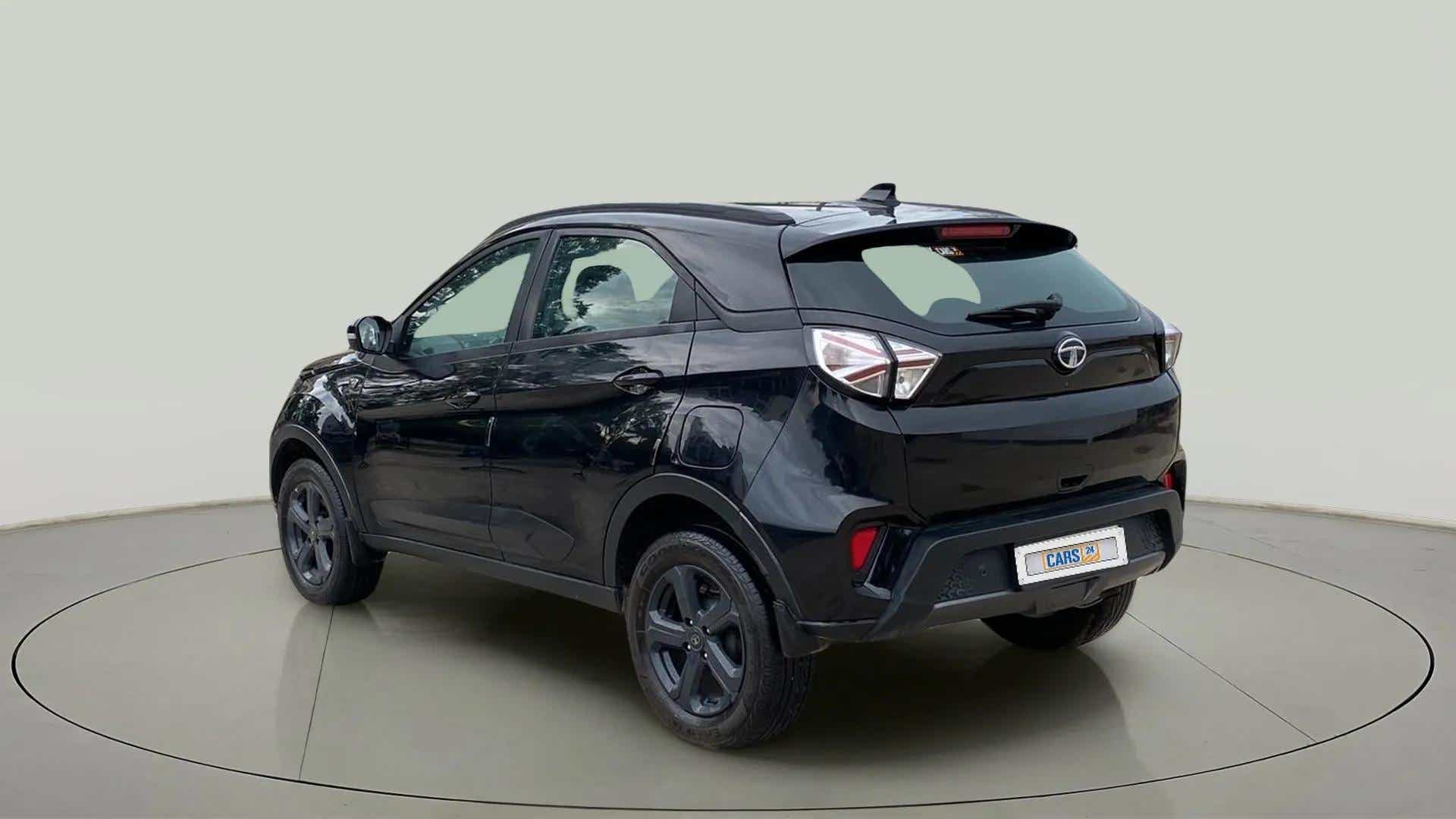 Rear three-quarter of a Tata Nexon 2017-2023