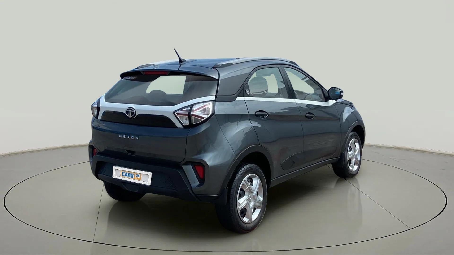 Rear three-quarter view of a Tata Nexon 2017-2023