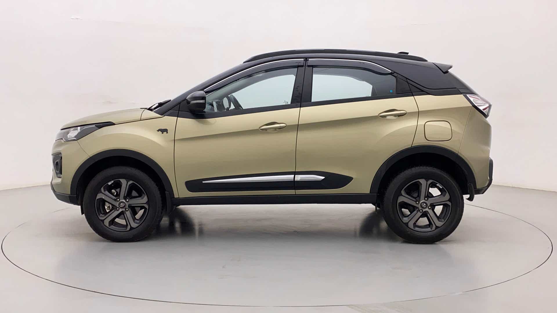 Side view of a Grassland Beige Tata Nexon 2017-2023