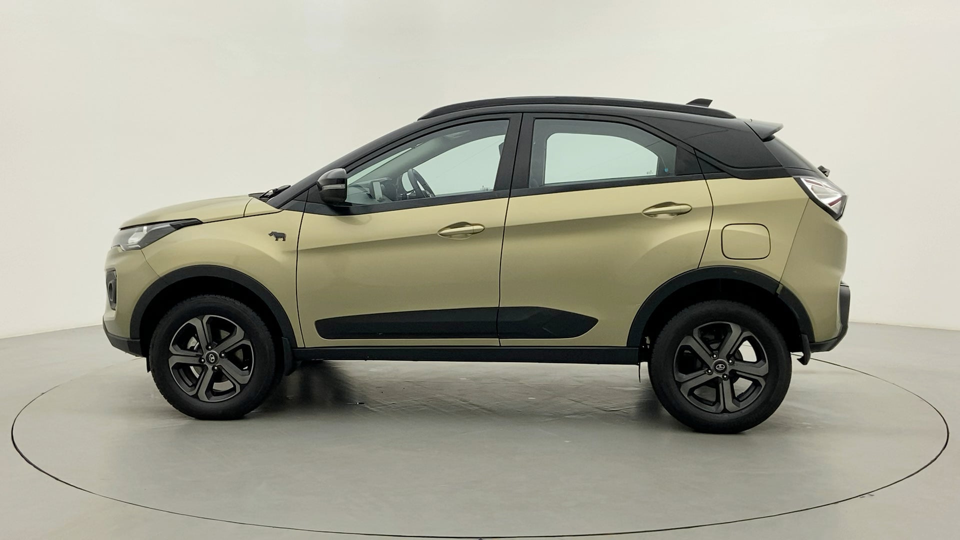 Side view of a Grassland Beige Tata Nexon 2017-2023