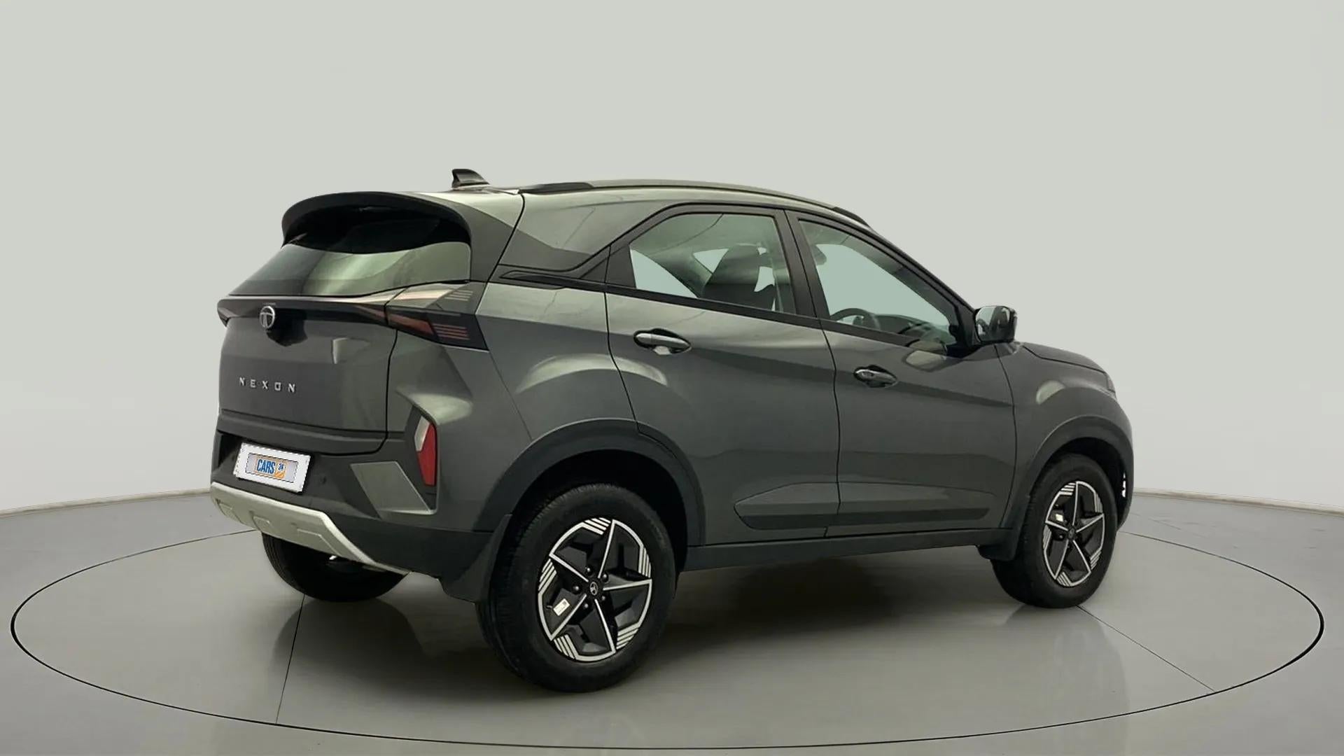 Rear three-quarter view of a Tata Nexon