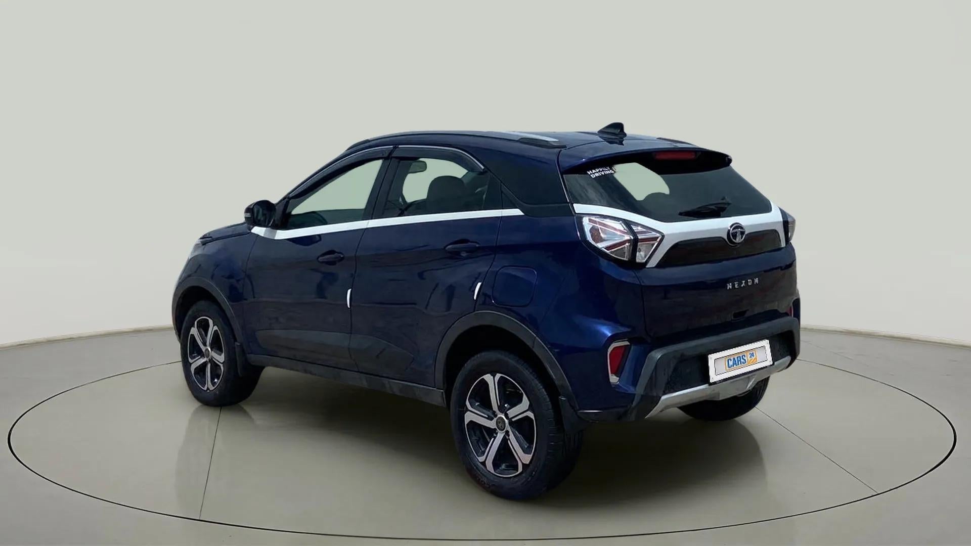Rear three-quarter of a Tata Nexon 2017-2023