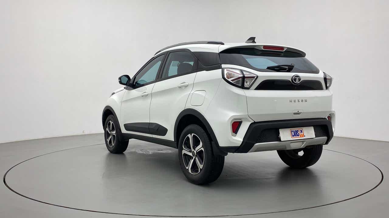 Rear three-quarter of a Tata Nexon 2017-2023