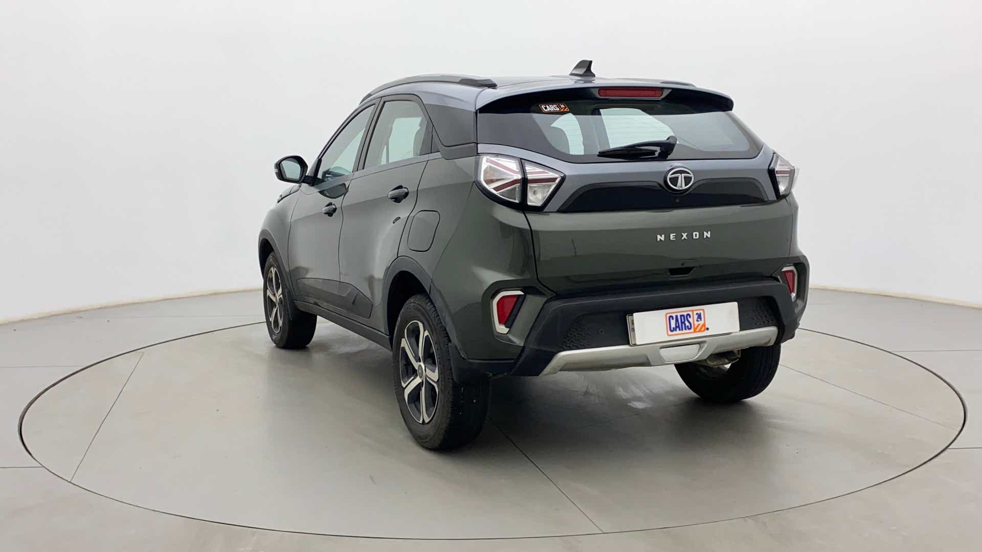 Rear three-quarter of a Tata Nexon 2017-2023