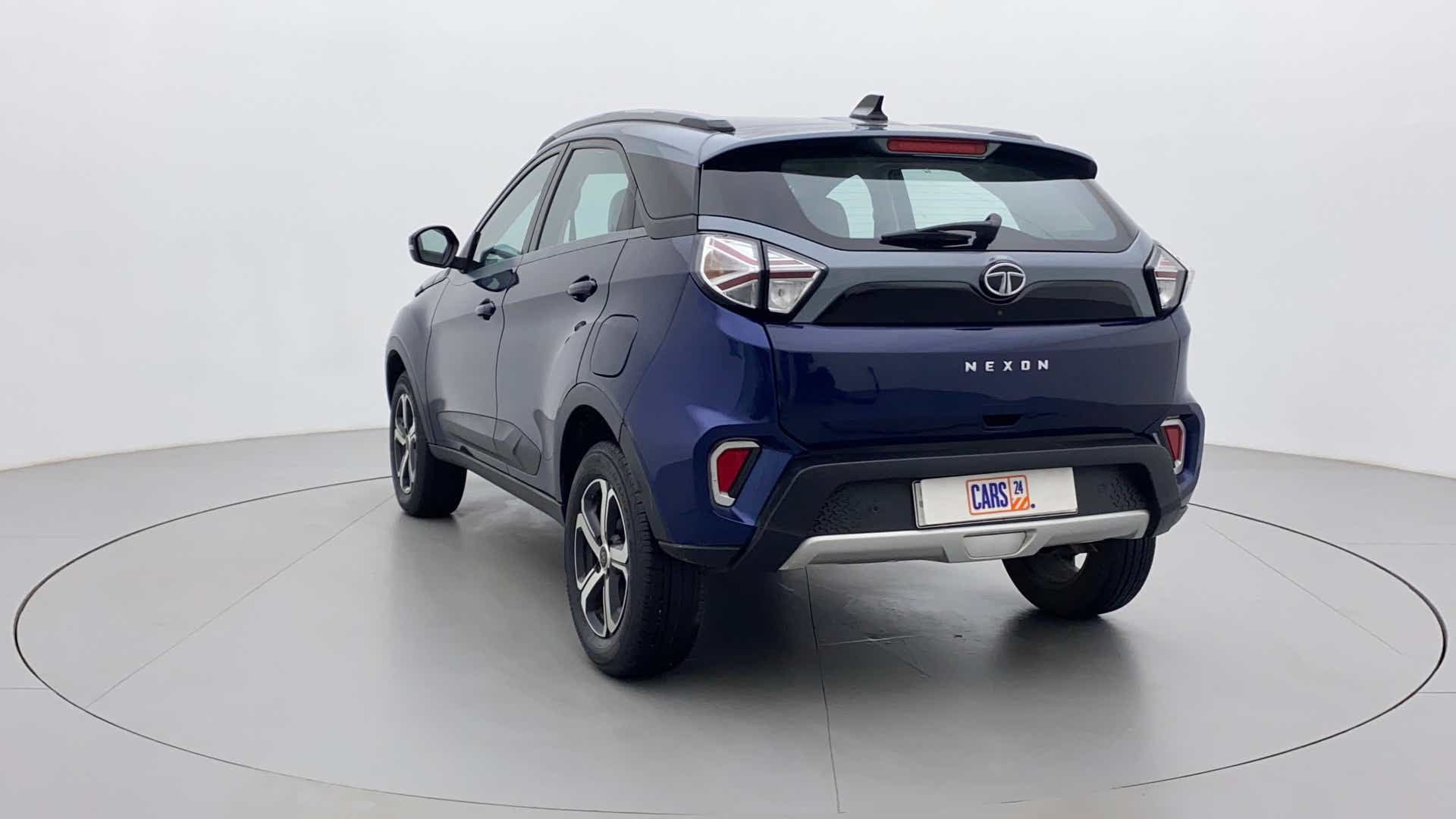 Rear three-quarter of a Tata Nexon 2017-2023