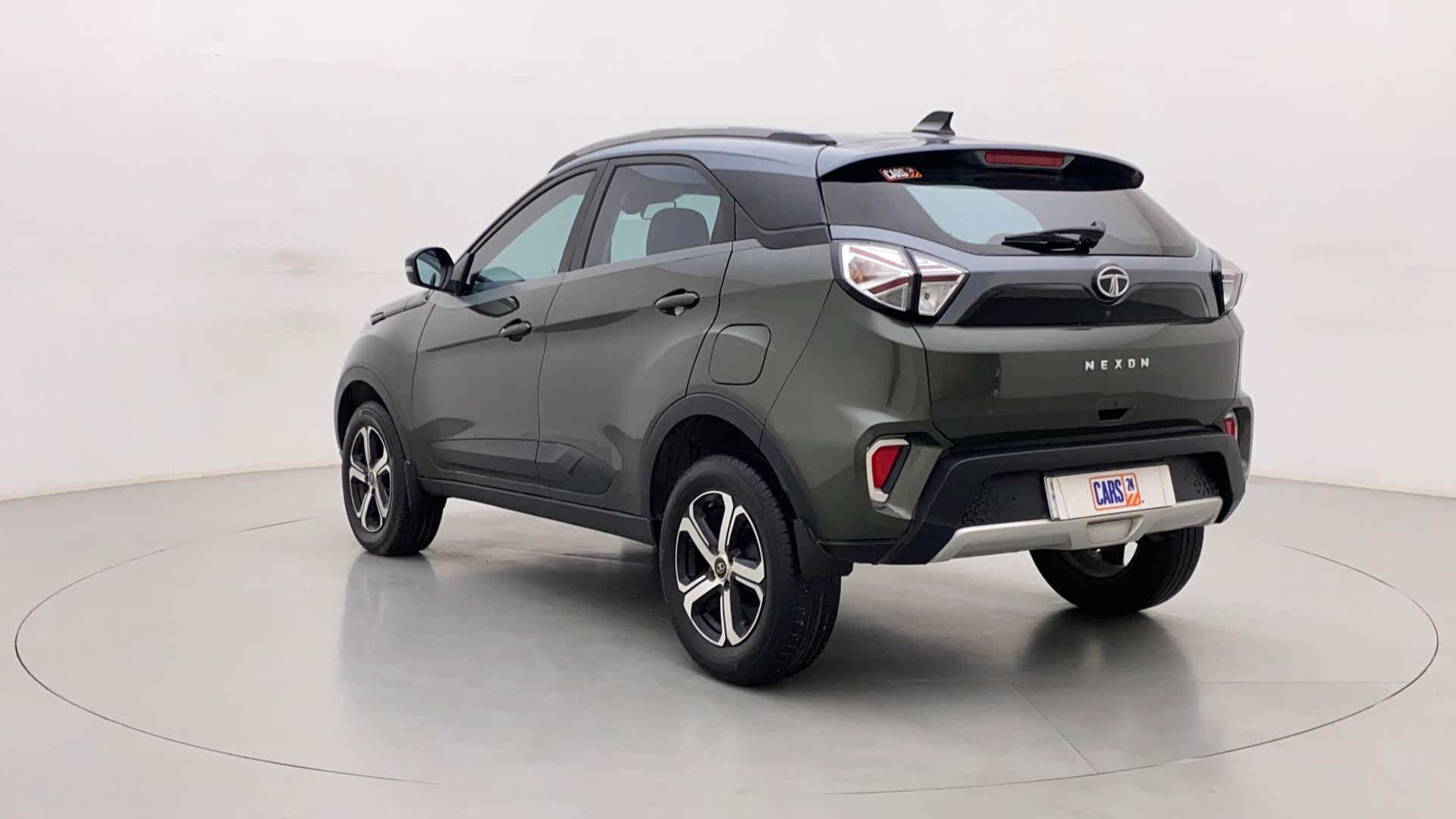 Rear three-quarter of a Tata Nexon 2017-2023