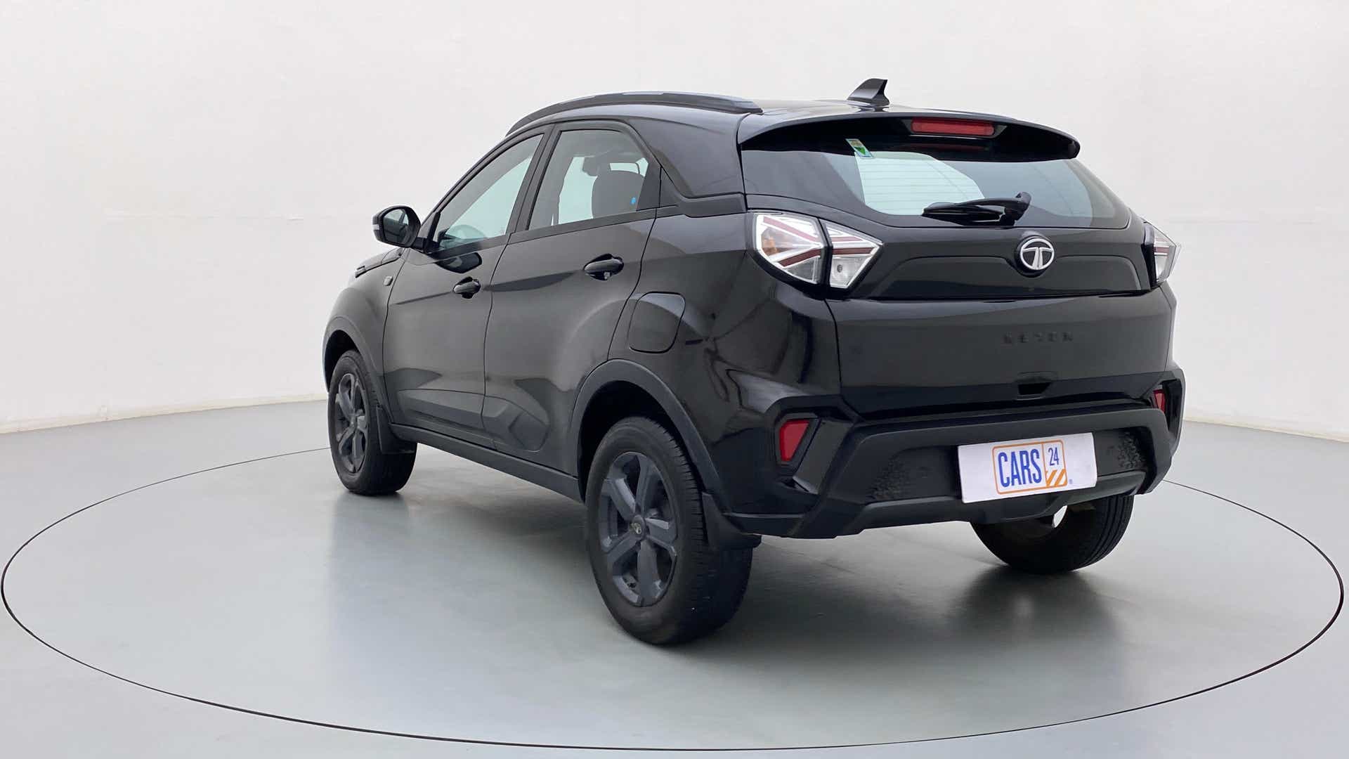Rear three-quarter of a Tata Nexon 2017-2023