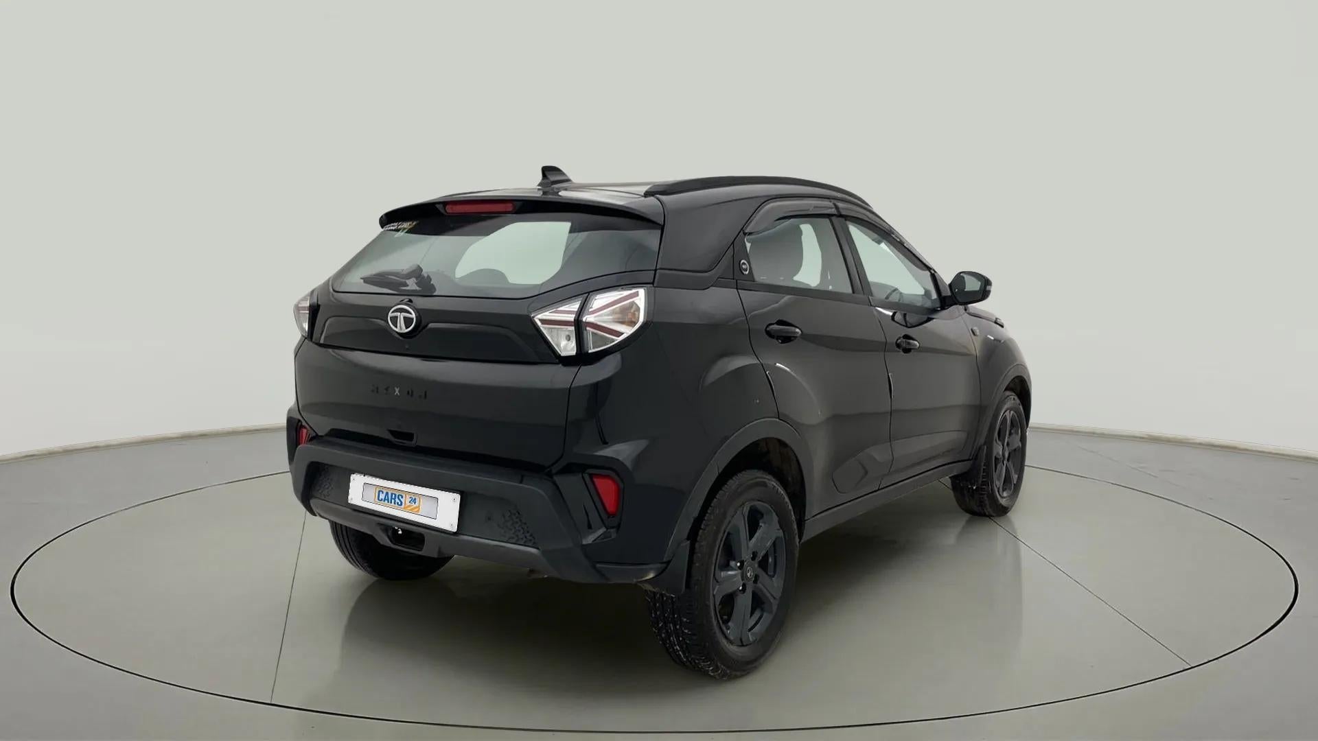 Rear three-quarter of a Tata Nexon 2017-2023