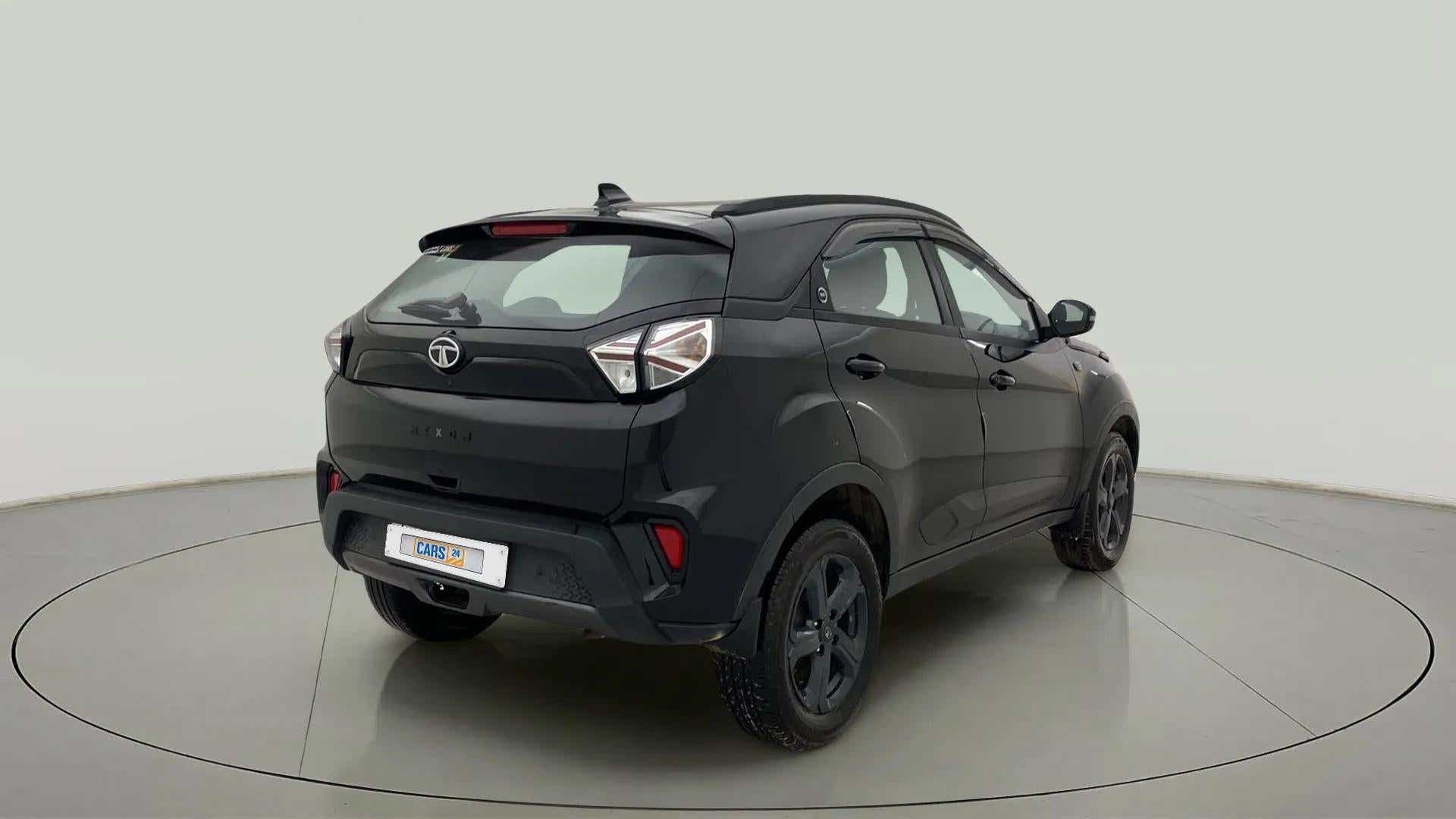 Rear three-quarter of a Tata Nexon 2017-2023