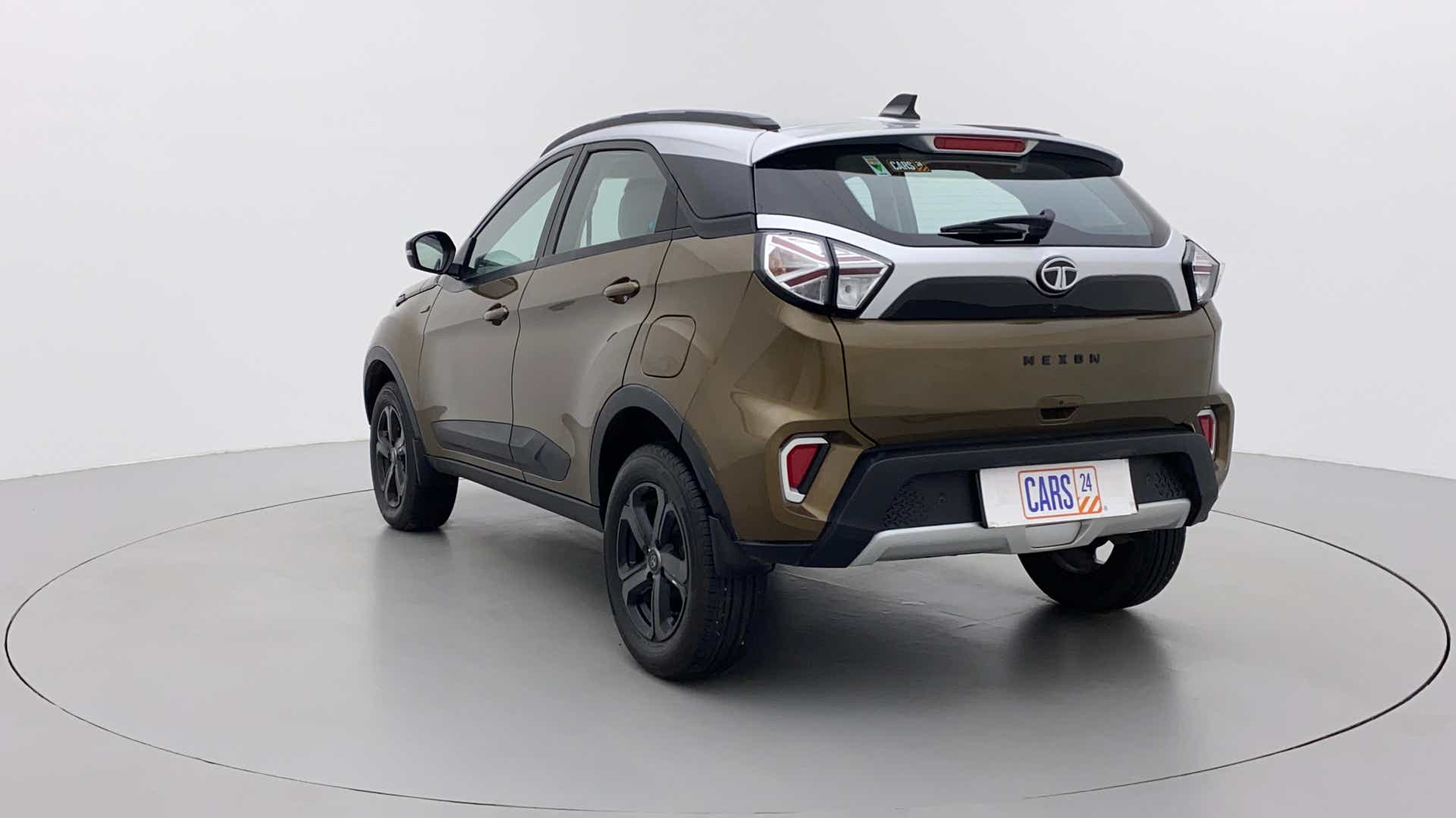Rear three-quarter of a Tata Nexon 2017-2023