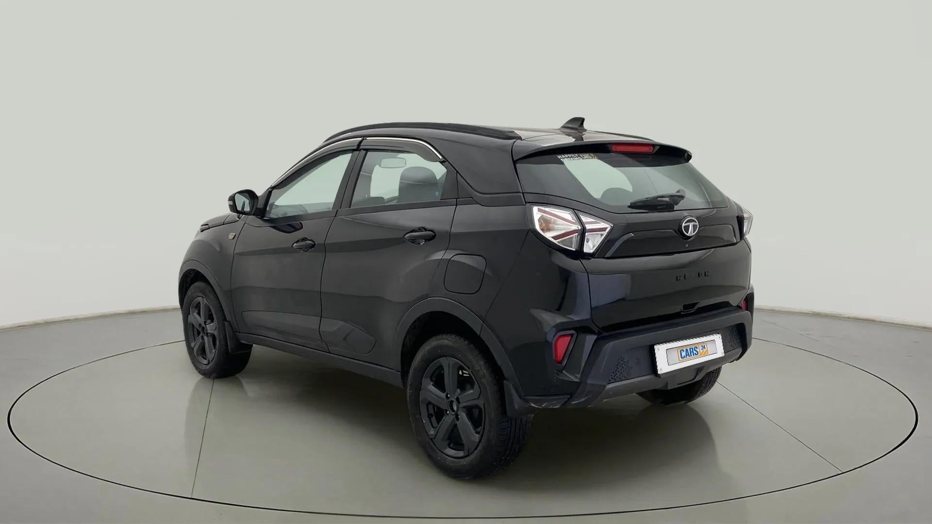 Rear three-quarter of a Tata Nexon 2017-2023