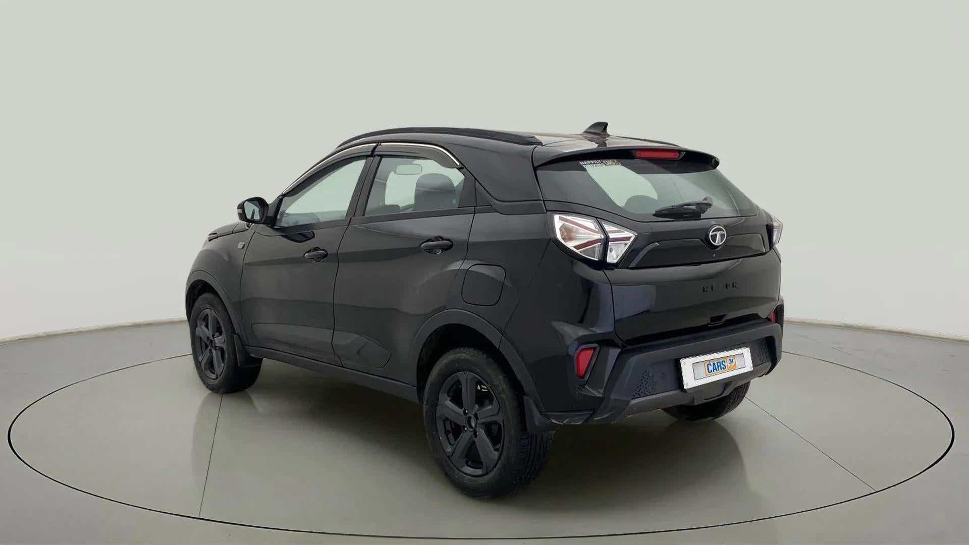Rear three-quarter of a Tata Nexon 2017-2023
