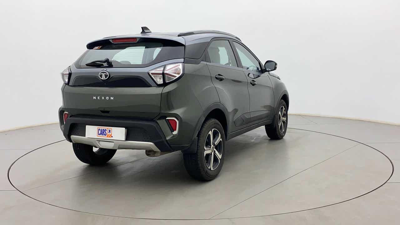 Rear three-quarter view of a Tata Nexon 2017-2023