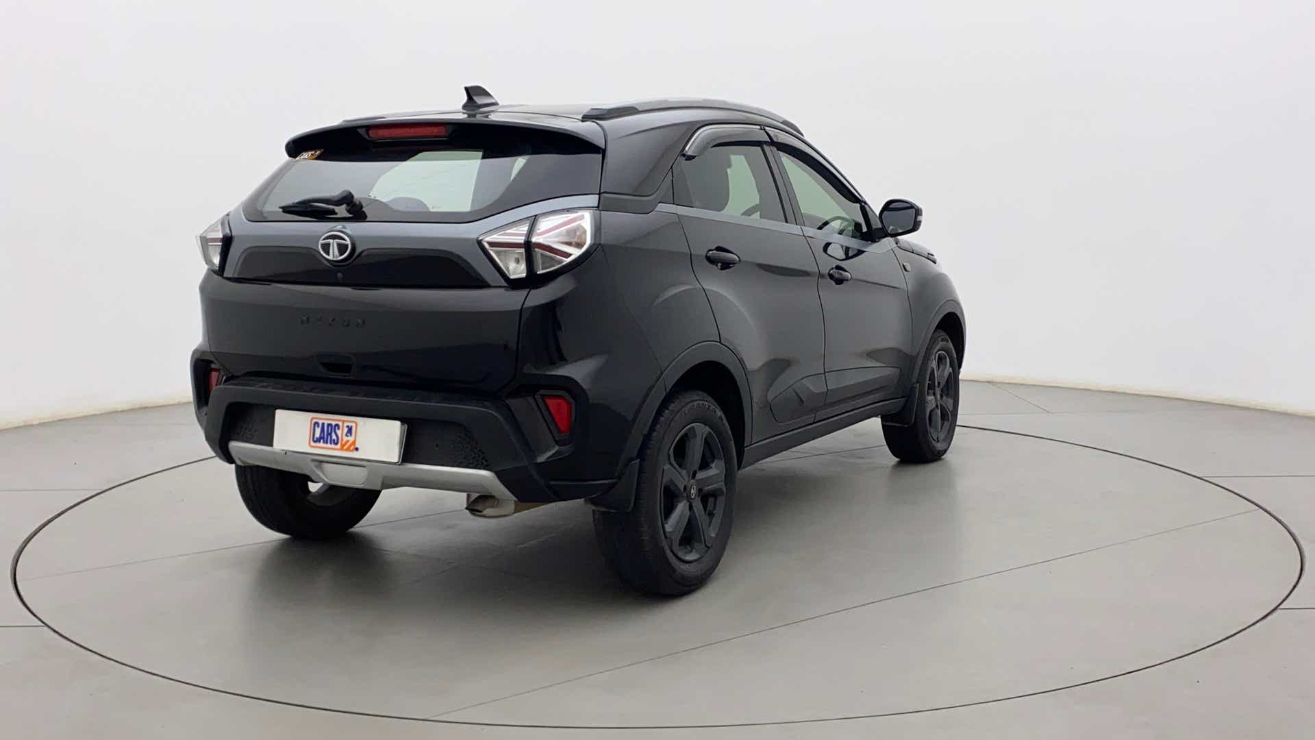 Rear three-quarter of a Tata Nexon 2017-2023