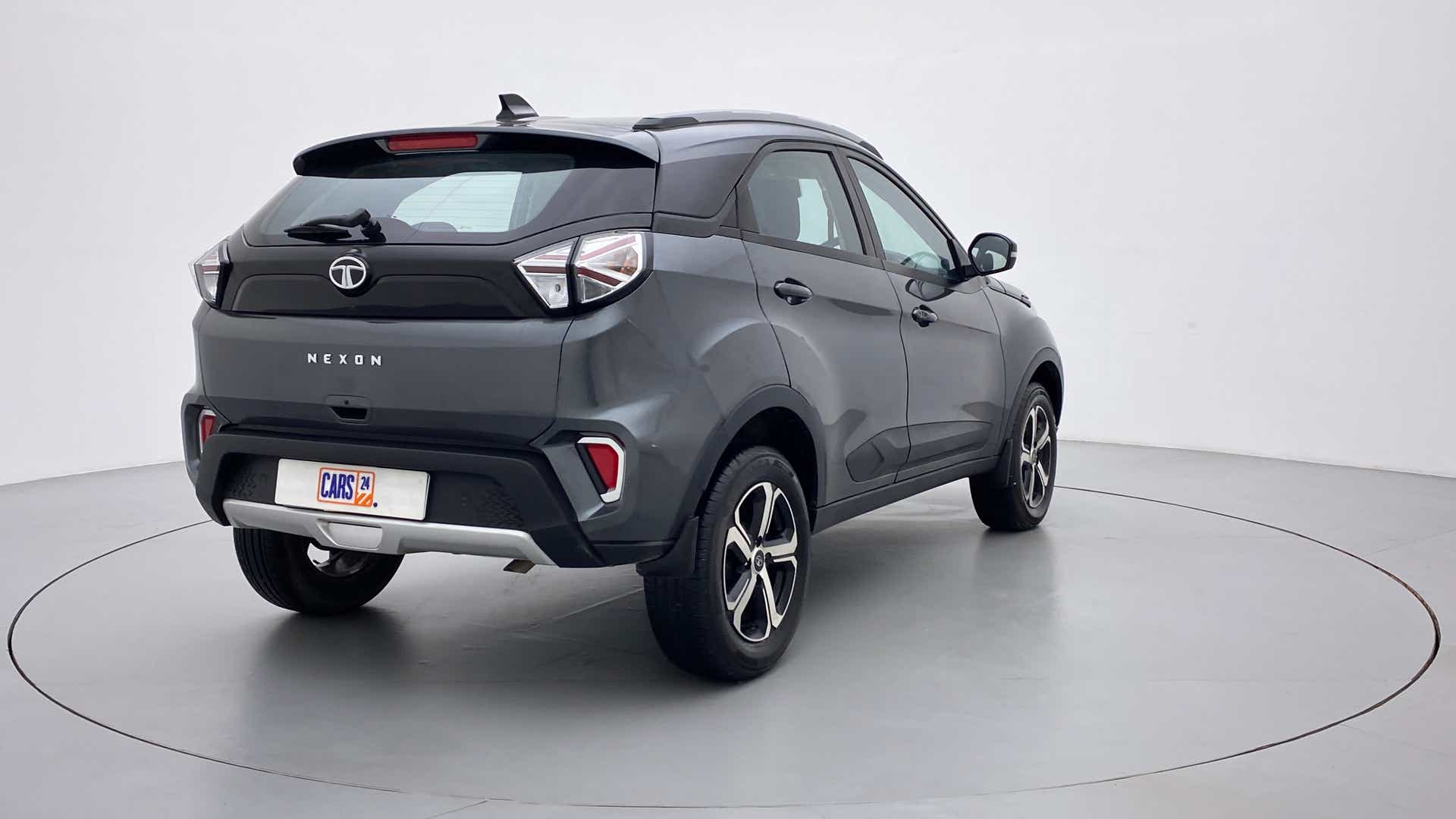 Rear three-quarter view of a Tata Nexon 2017-2023