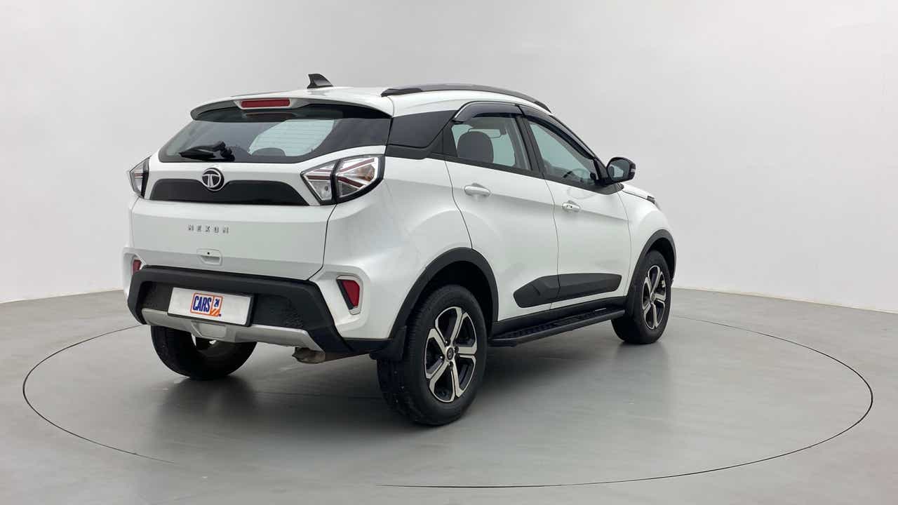 Rear three-quarter of a Tata Nexon 2017-2023