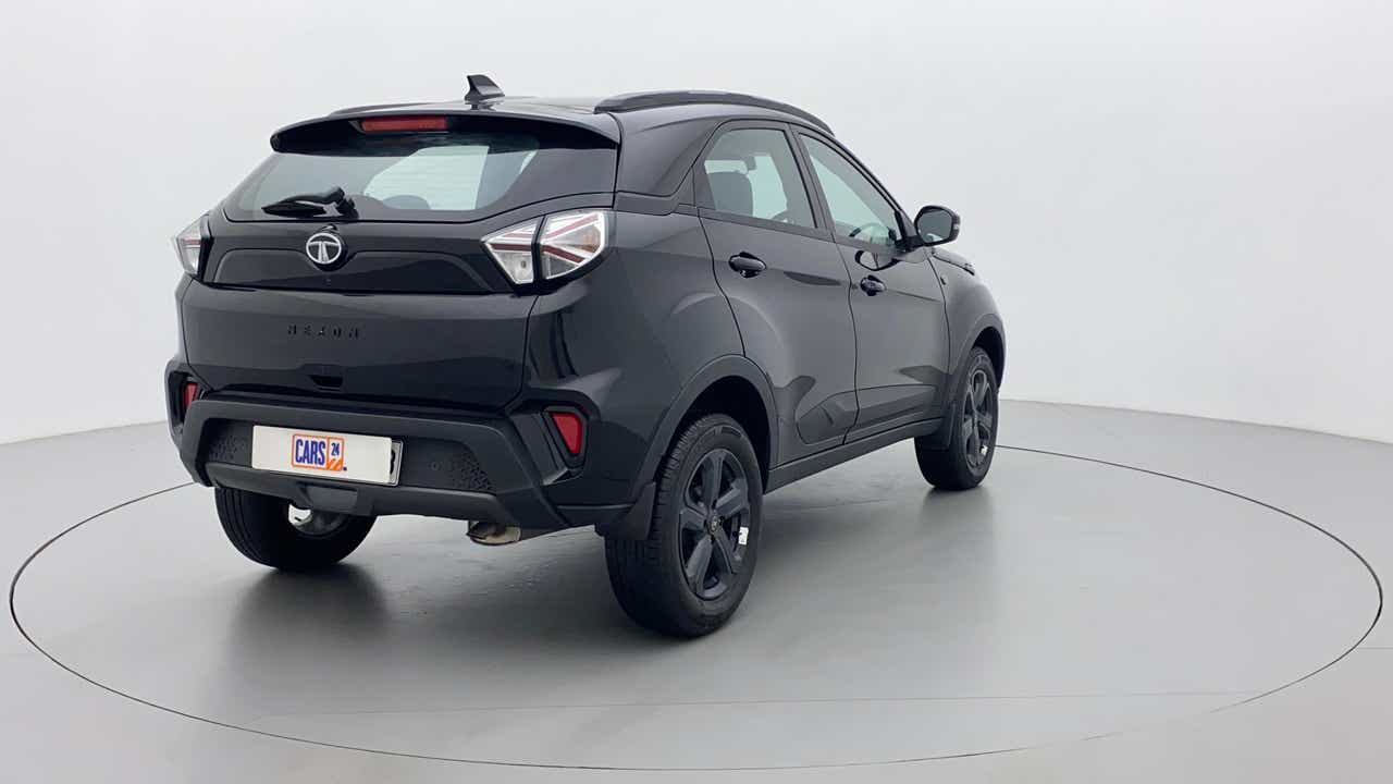 Rear three-quarter of a Tata Nexon 2017-2023