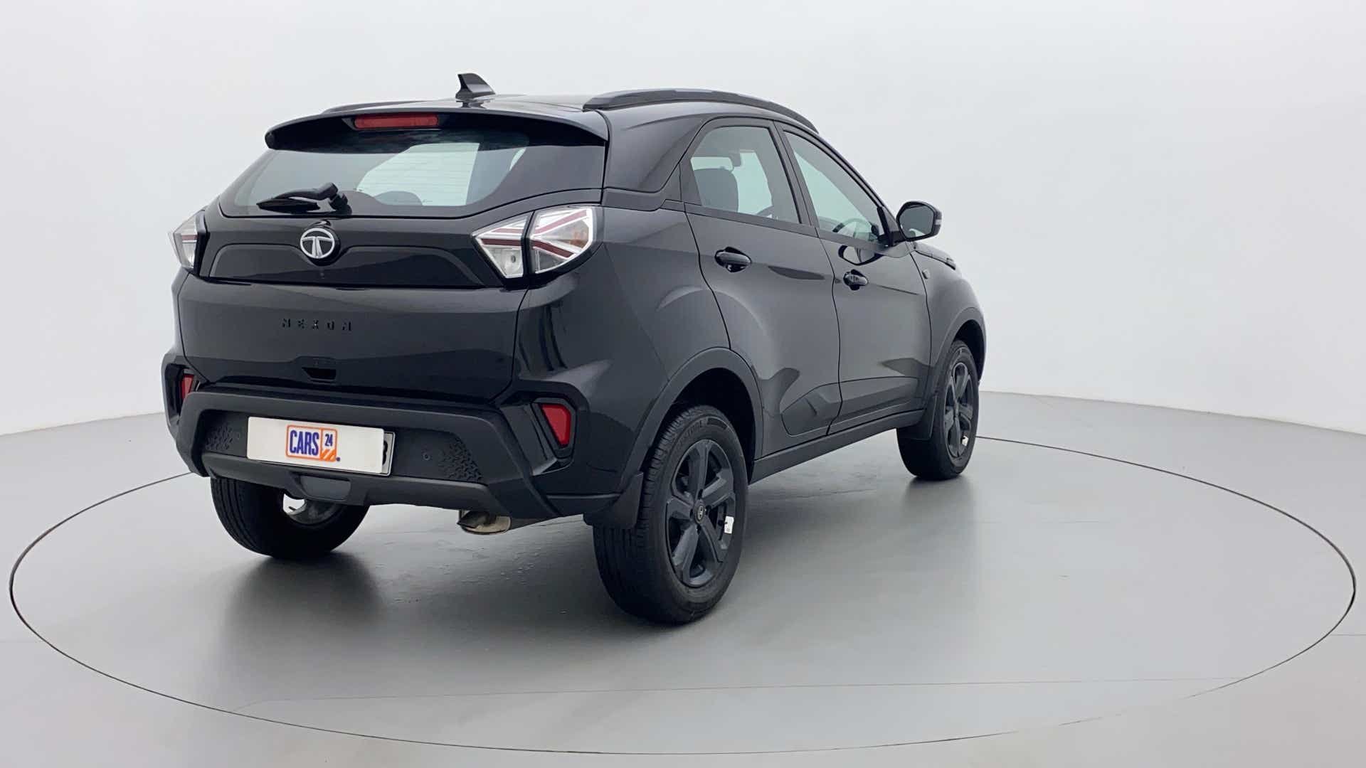 Rear three-quarter of a Tata Nexon 2017-2023