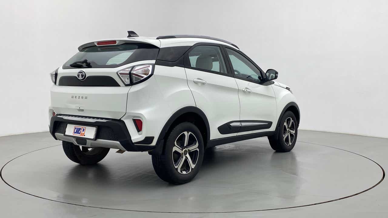Rear three-quarter view of a Tata Nexon 2017-2023
