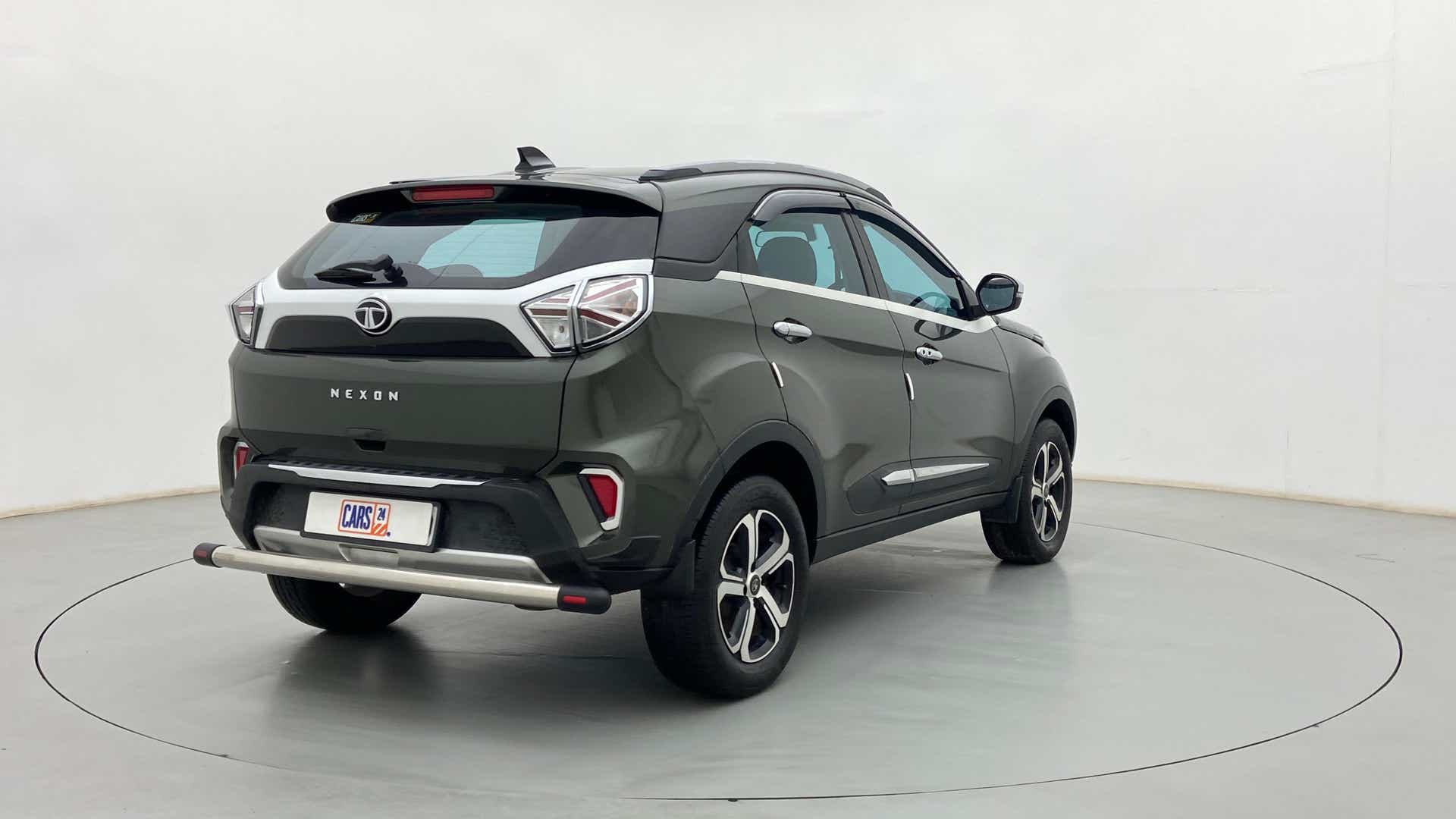 Rear three-quarter view of a Tata Nexon 2017-2023
