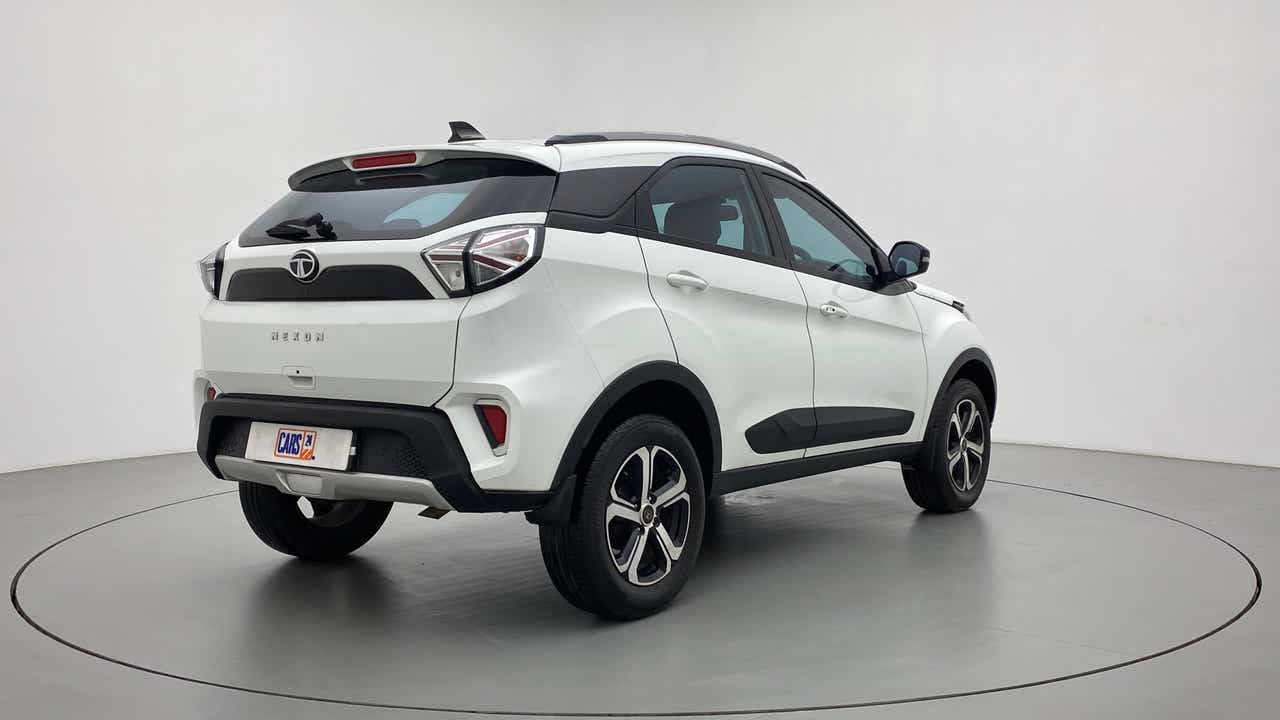 Rear three-quarter of a Tata Nexon 2017-2023