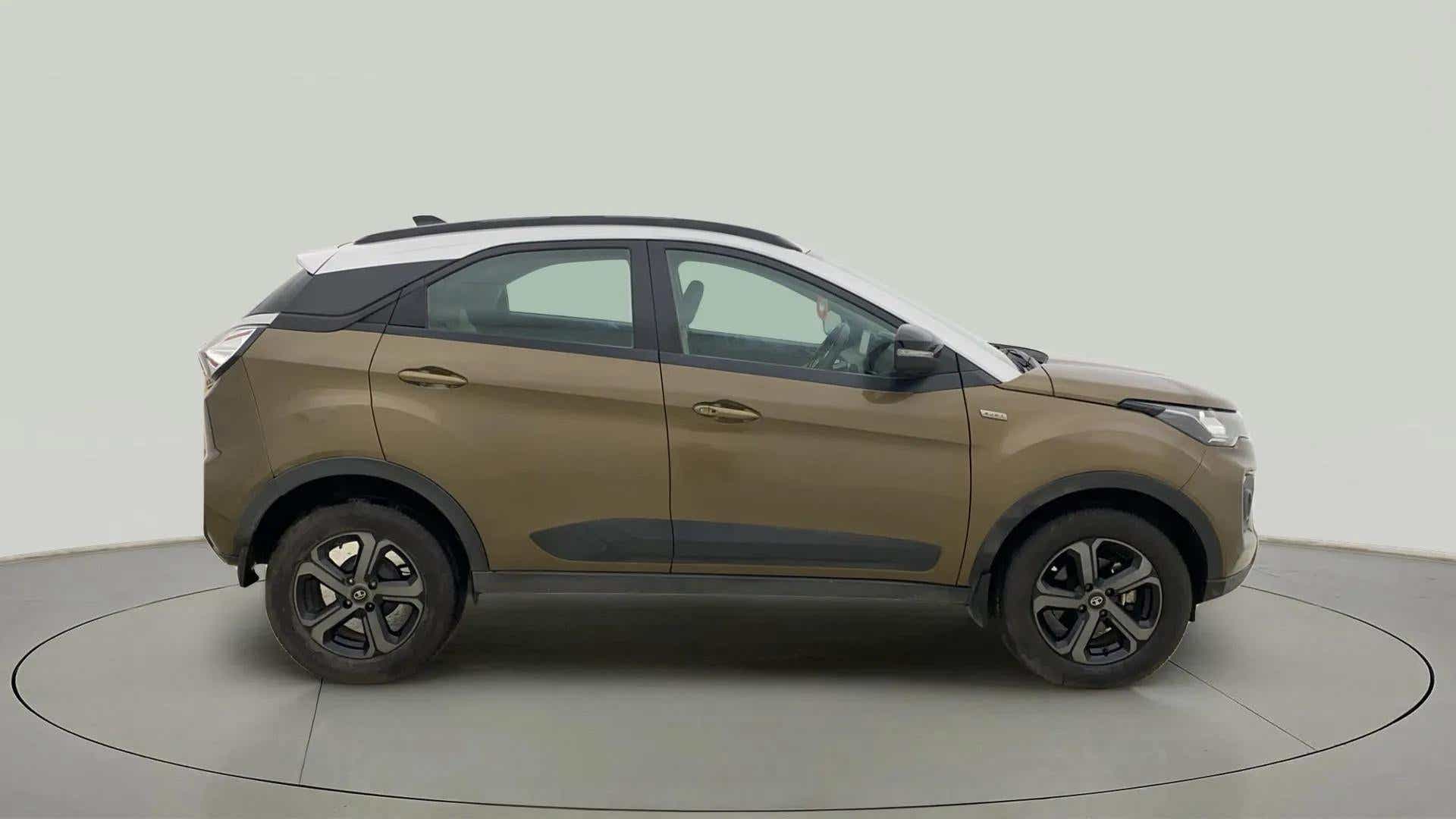 Side view of a Grassland Beige Tata Nexon 2017-2023