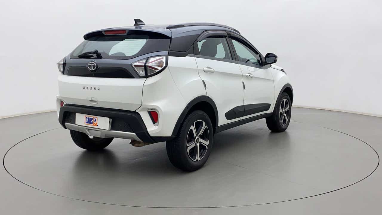 Rear three-quarter of a Tata Nexon 2017-2023