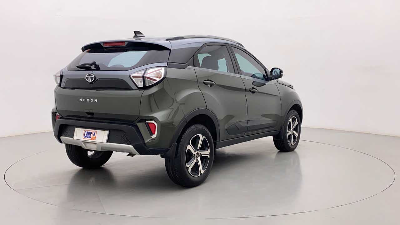 Rear three-quarter view of a Tata Nexon 2017-2023