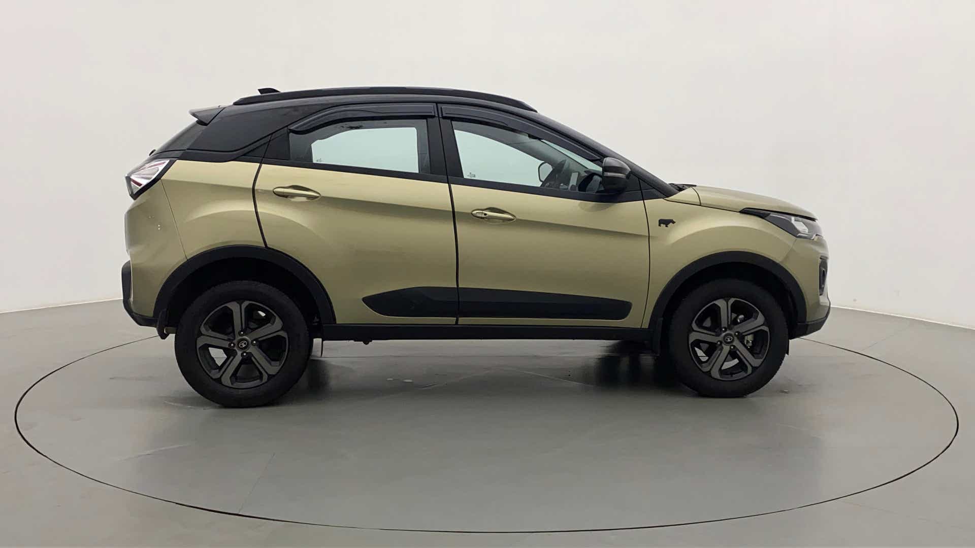 Side view of a Grassland Beige Tata Nexon 2017-2023