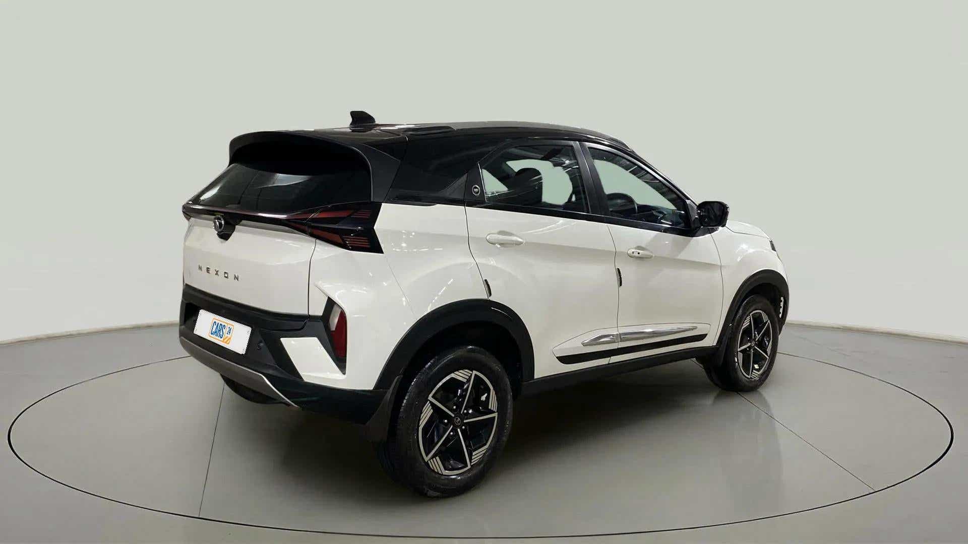 Rear three-quarter of a Tata Nexon 2017-2023