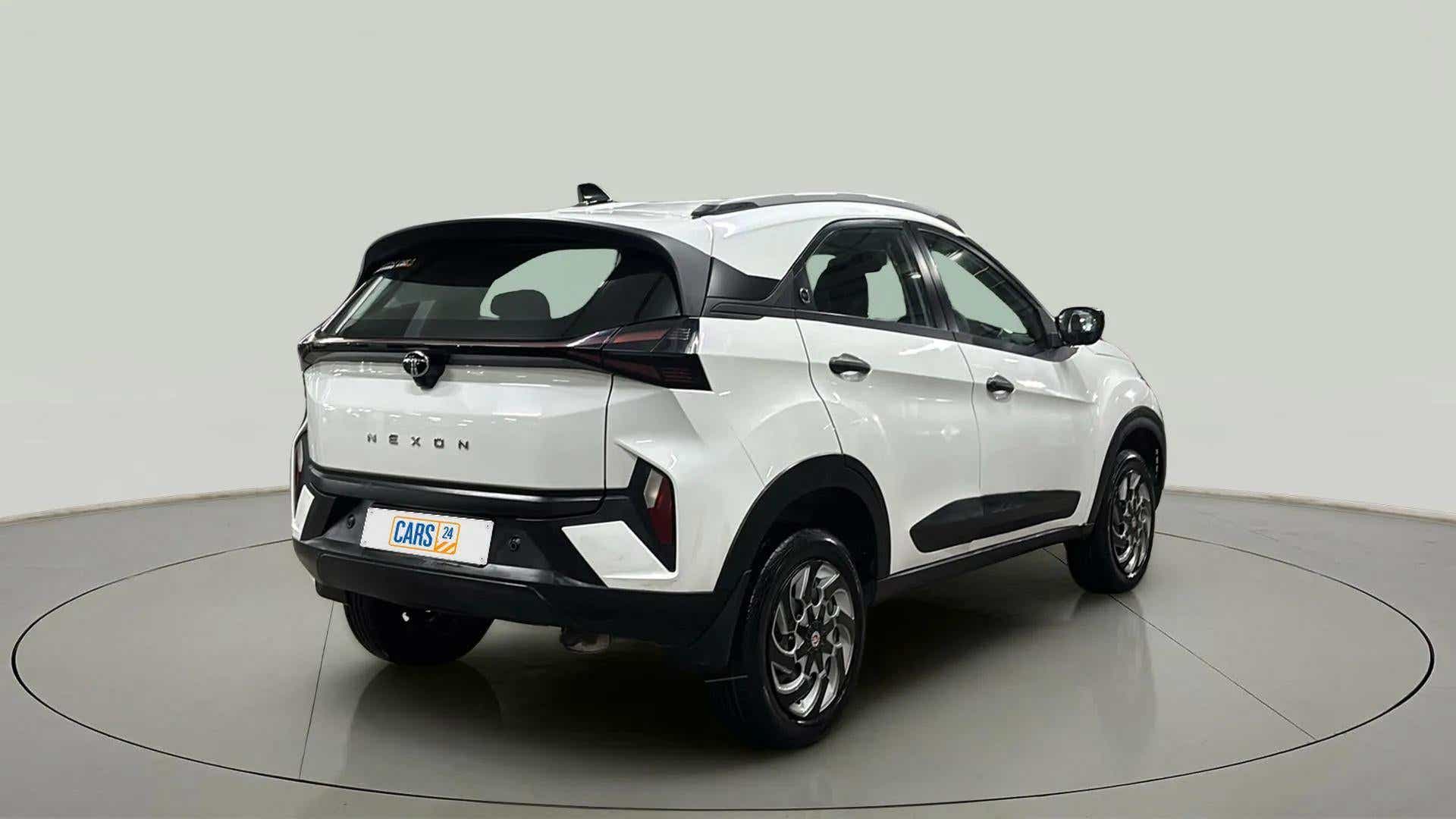 Rear three-quarter view of a Tata Nexon