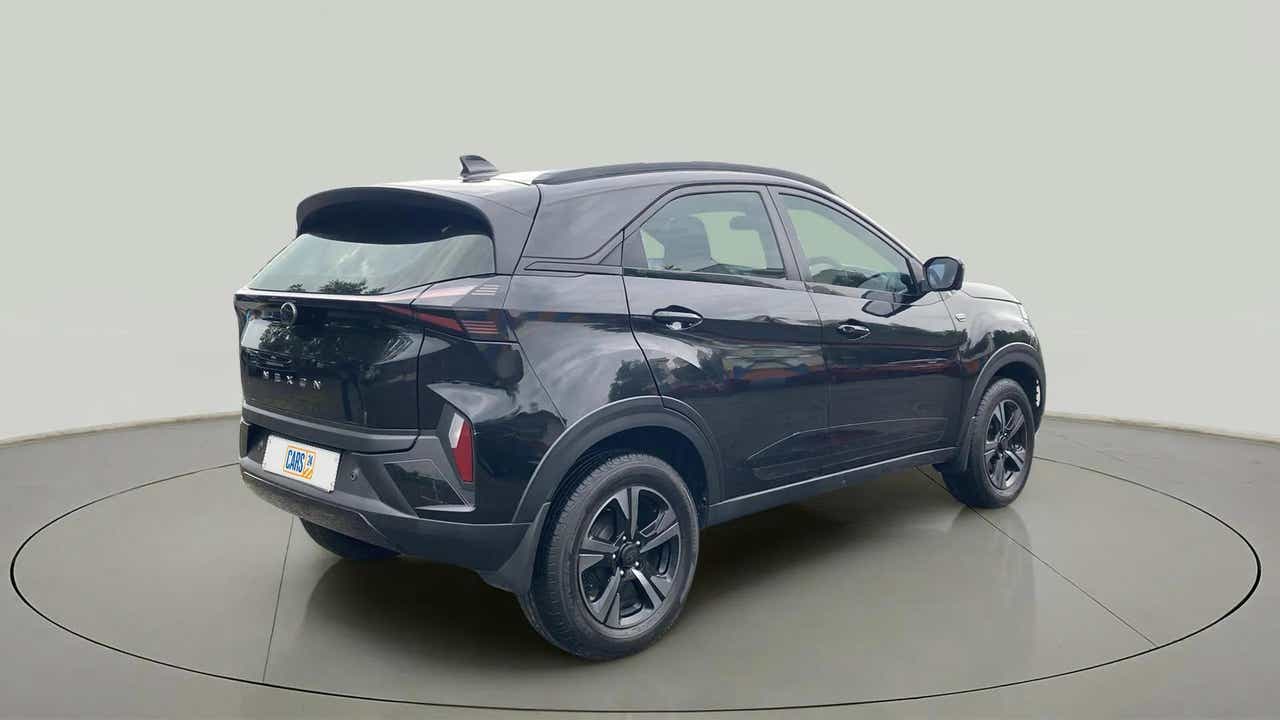 Rear three-quarter view of a Tata Nexon