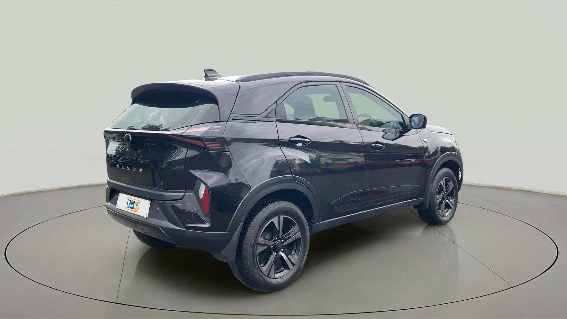 Rear three-quarter view of a Tata Nexon