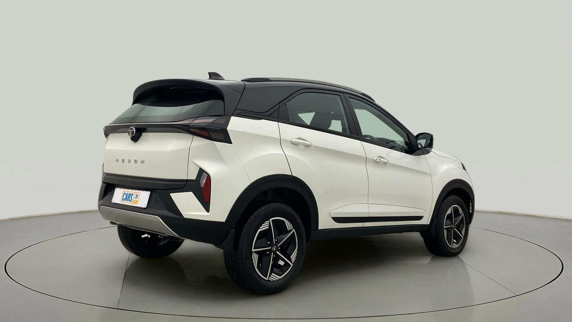 Rear three-quarter view of a Tata Nexon