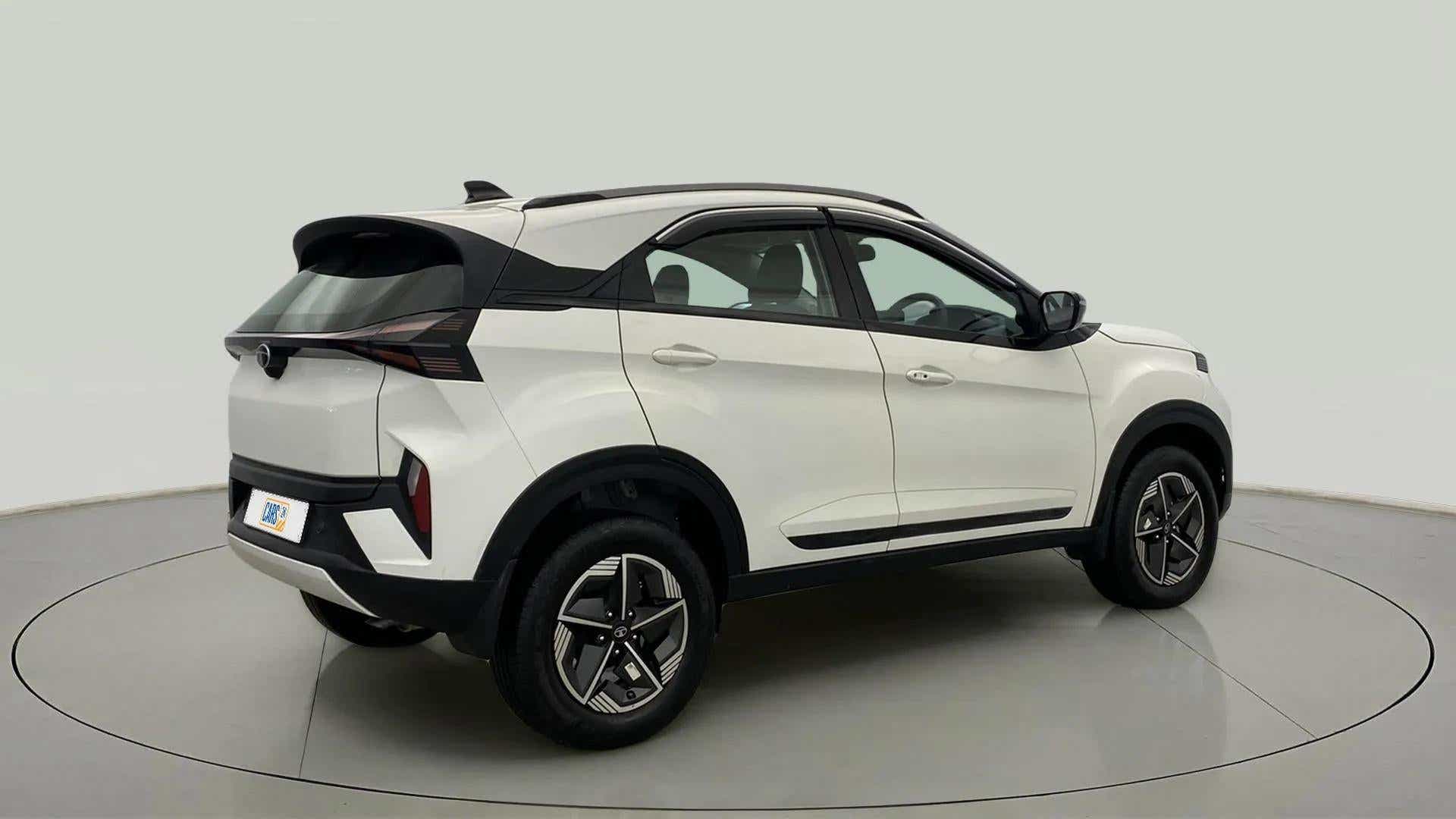 Rear three-quarter view of a Tata Nexon