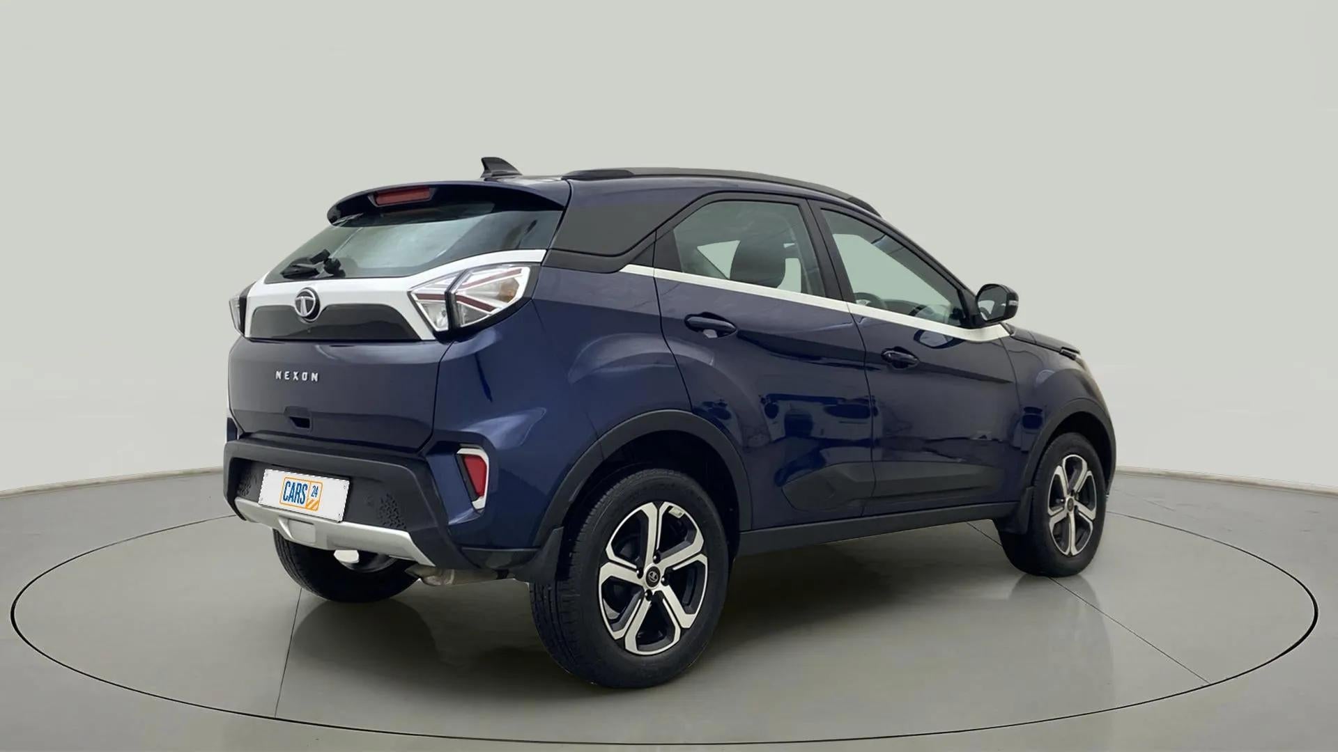 Rear three-quarter view of a Tata Nexon 2017-2023