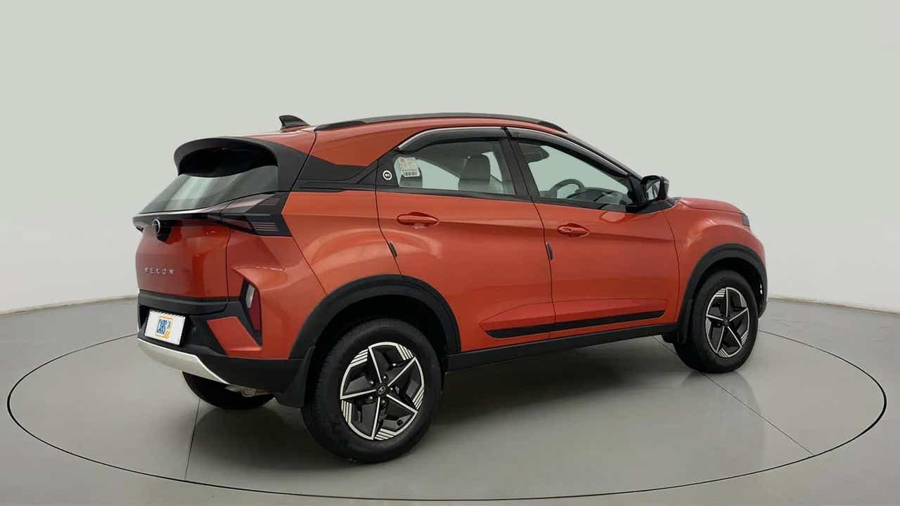 Rear three-quarter view of a Tata Nexon