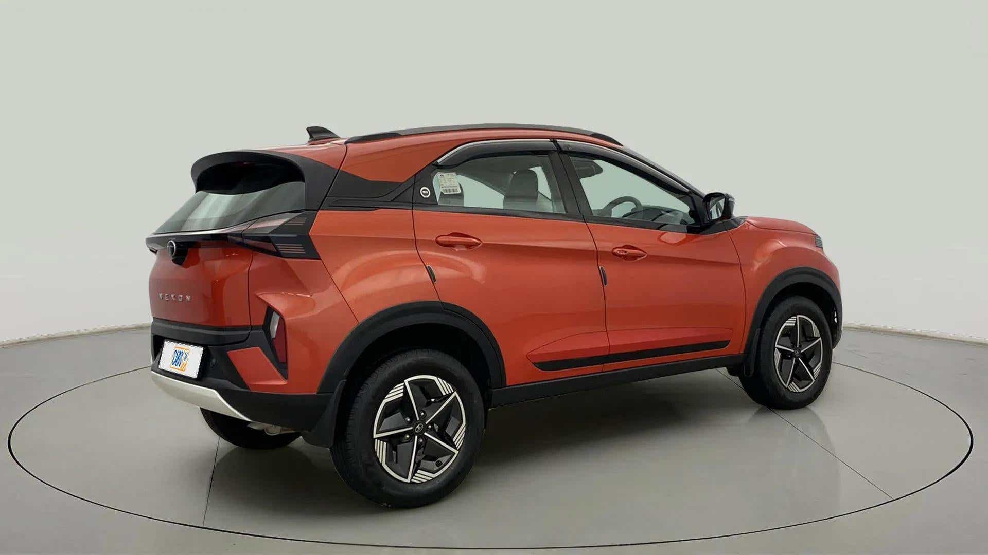 Rear three-quarter view of a Tata Nexon