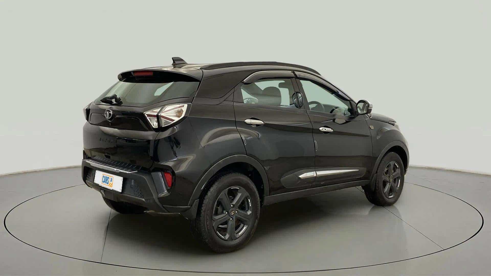 Rear three-quarter of a Tata Nexon 2017-2023