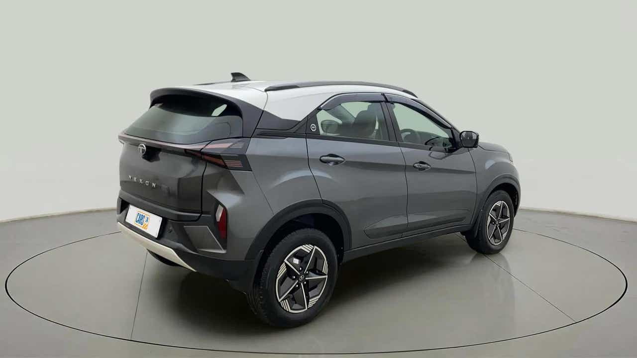 Rear three-quarter view of a Tata Nexon