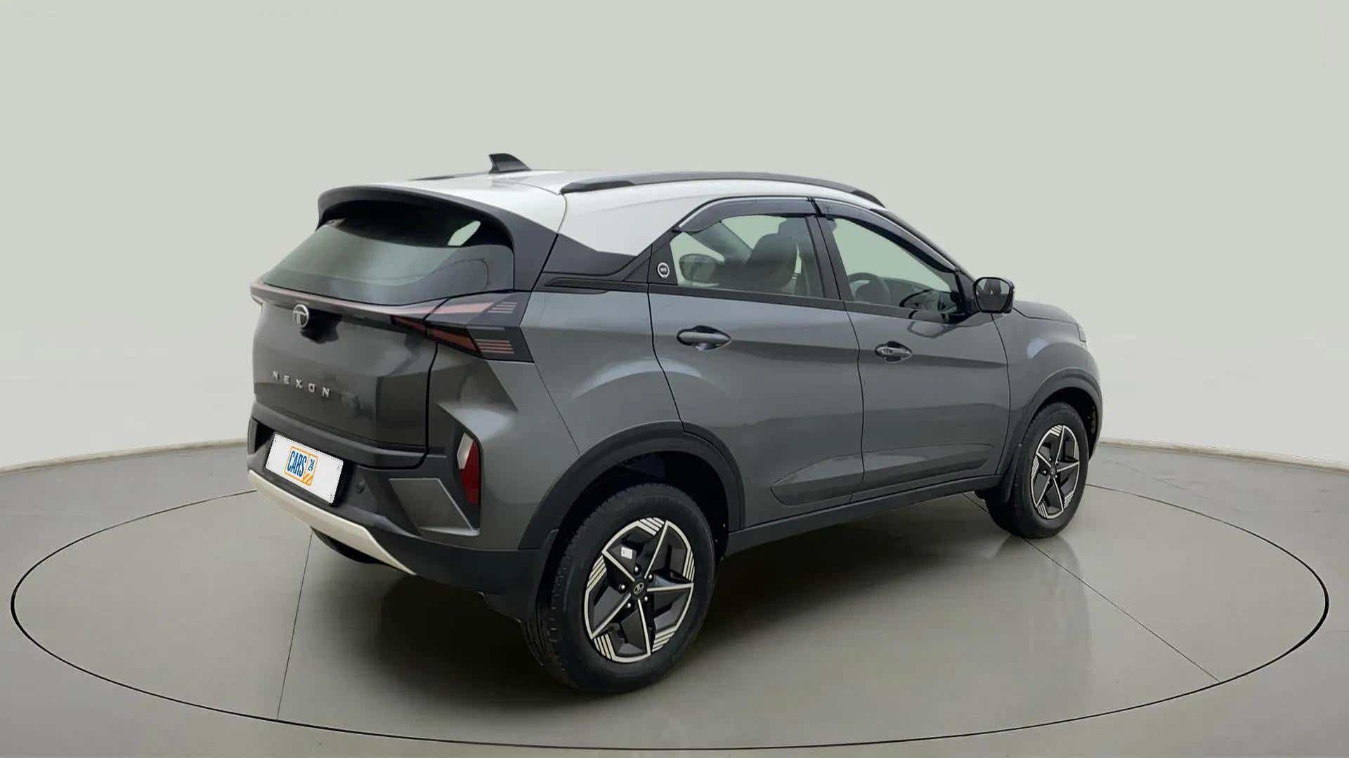Rear three-quarter view of a Tata Nexon