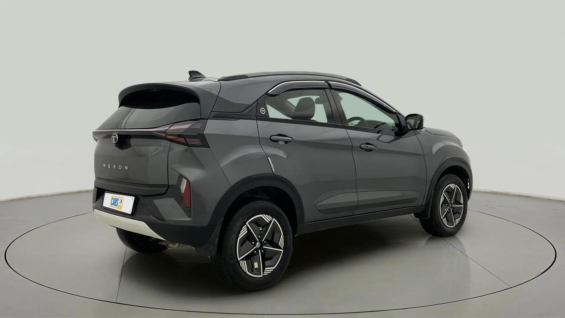 Rear three-quarter view of a Tata Nexon