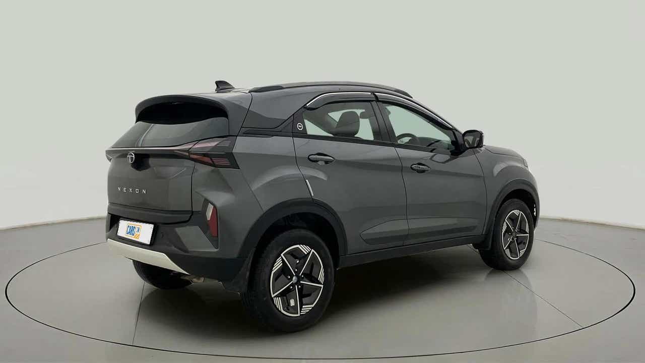 Rear three-quarter view of a Tata Nexon
