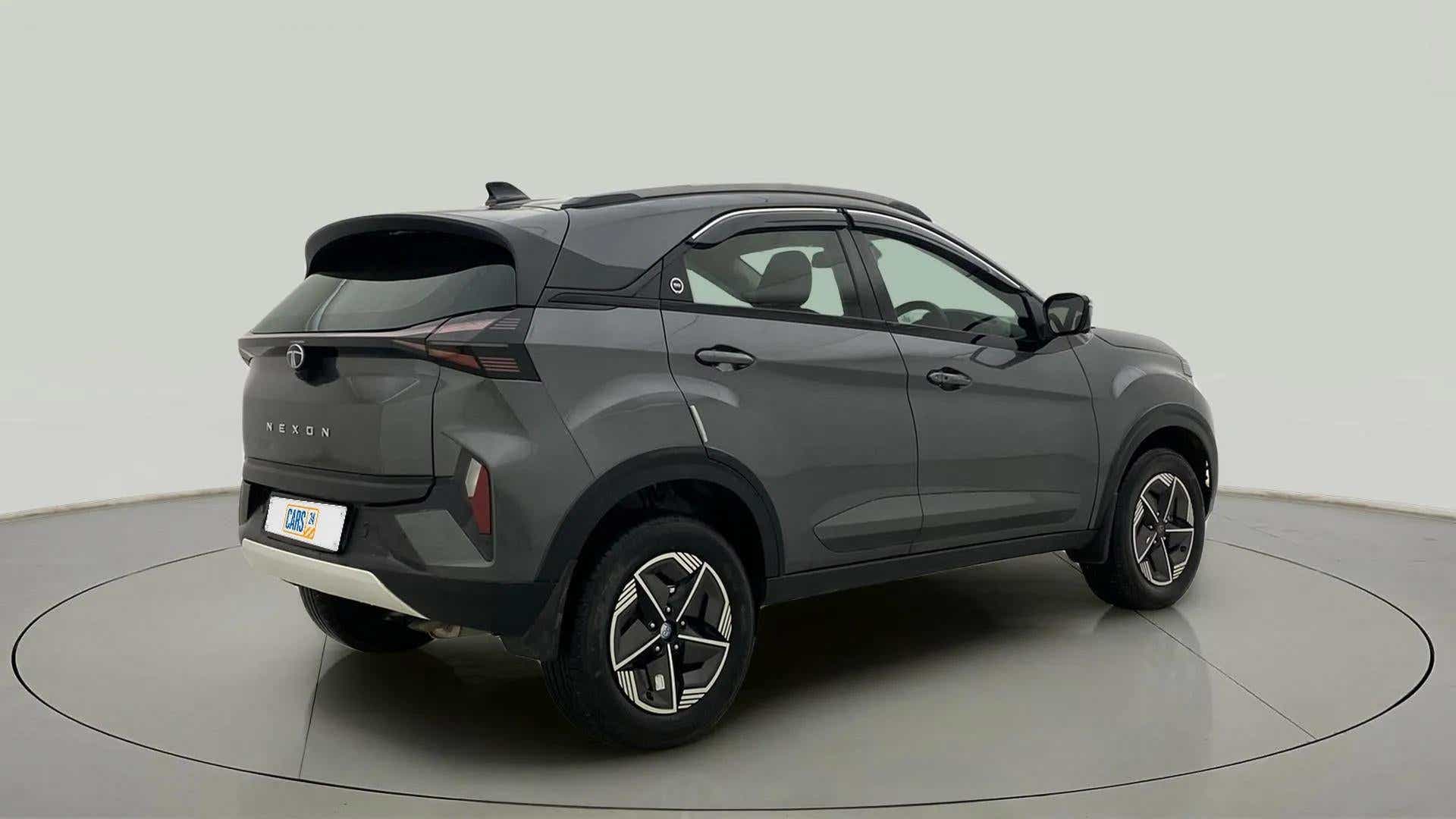 Rear three-quarter view of a Tata Nexon